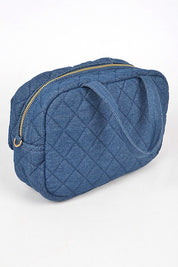 Unisex Quilted Denim Duffle Gym Bag