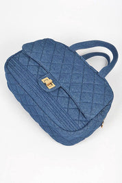 Unisex Quilted Denim Duffle Gym Bag