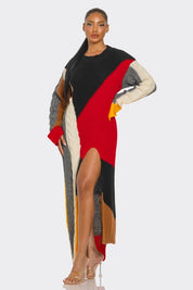 Women's Color-Block Cable Knit Maxi Dress