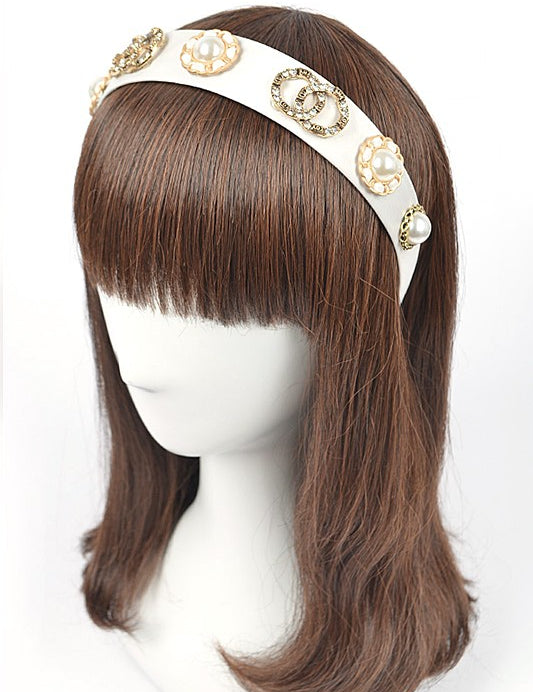 Women's Bejeweled Crystal and Pearl Headband