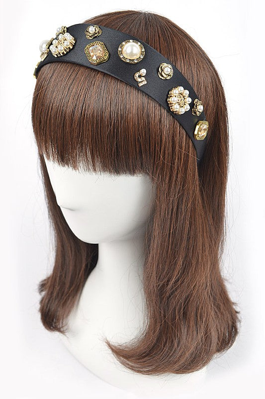 Women's Bejeweled Pearl and Crystal Headband