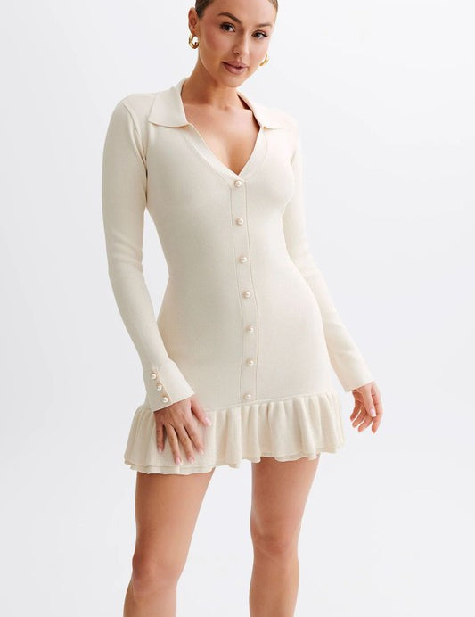 Women's Long Sleeve V-Neck Sweater Dress