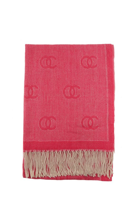 Women's Fringe Double C Pattern Scarf