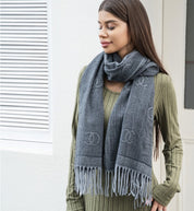 Women's Fringe Double C Pattern Scarf