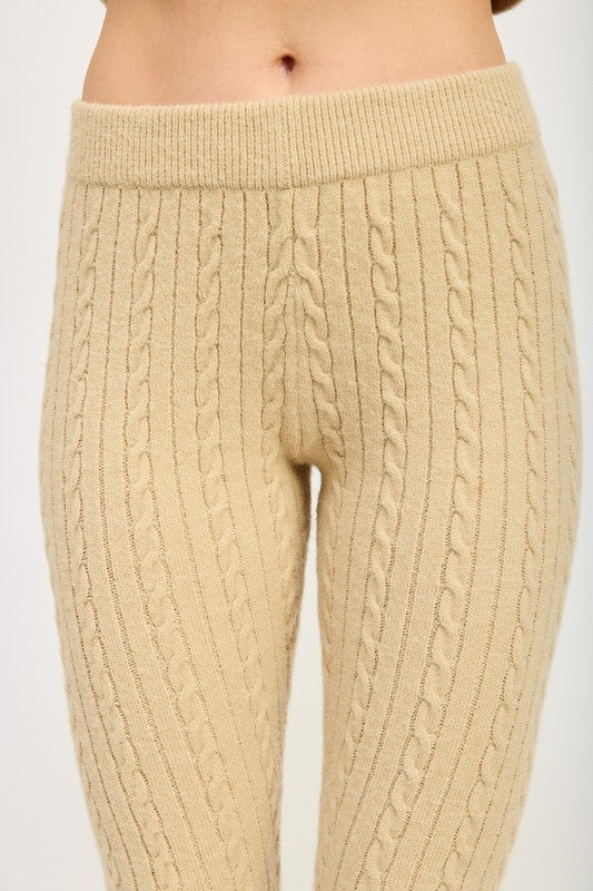 CABLE KNIT FLARED PANTS