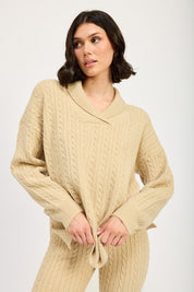 CABLE KNIT FLARED PANTS