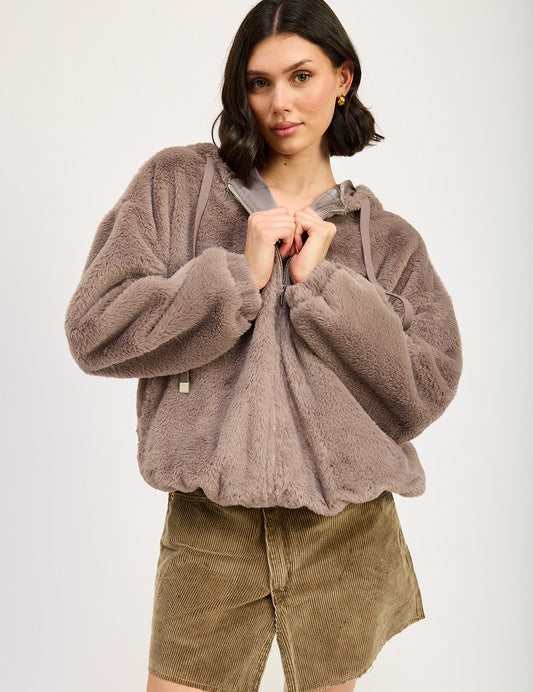 FUZZY HOODED JACKET