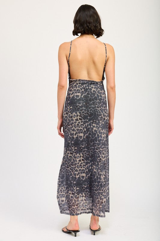 Women's Slight Cowl Maxi Dress with Open Back