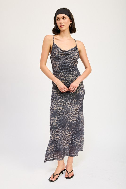 Women's Slight Cowl Maxi Dress with Open Back