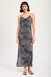 Women's Slight Cowl Maxi Dress with Open Back