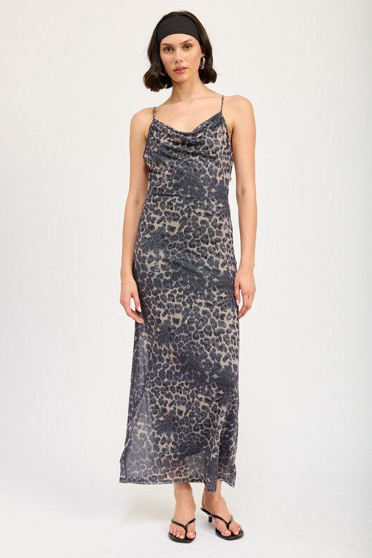 Women's Slight Cowl Maxi Dress with Open Back