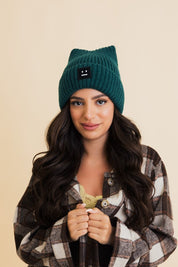 Unisex Casual Soft Ribbed Squared Face Beanie