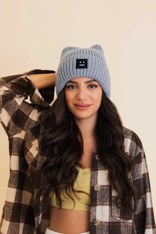 Unisex Casual Soft Ribbed Squared Face Beanie
