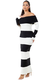 Women's Off-Shoulder Body-Con Maxi Knit Dress