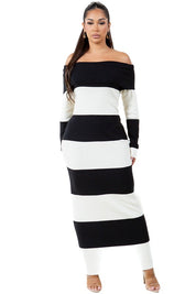 Women's Off-Shoulder Body-Con Maxi Knit Dress