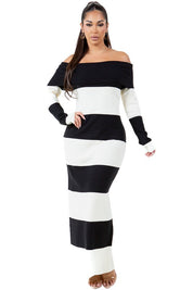 Women's Off-Shoulder Body-Con Maxi Knit Dress