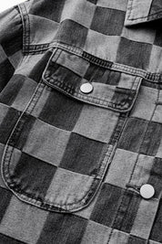 Women's Checkered Patchwork Denim Jacket