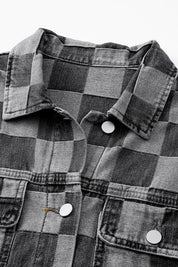 Women's Checkered Patchwork Denim Jacket