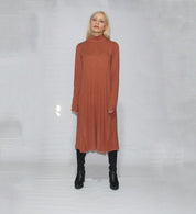 Women's Long Sleeve Turtle Neck Dress with Side Slits