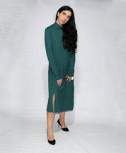 Women's Long Sleeve Turtle Neck Dress with Side Slits