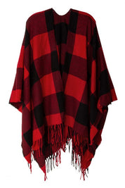 Women's Check Plaid Ruana Poncho