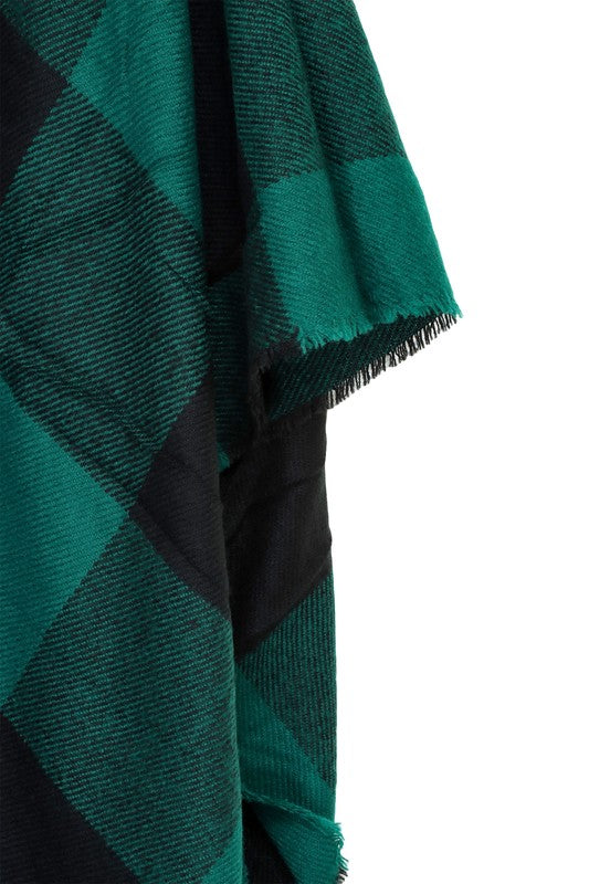 Women's Check Plaid Ruana Poncho