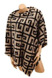 Women's Greek Pattern Faux Fur Cape