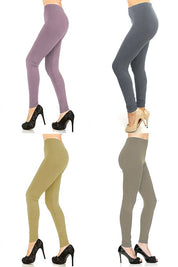 Women's Peach Skin Soft Brushed Solid Color Leggings