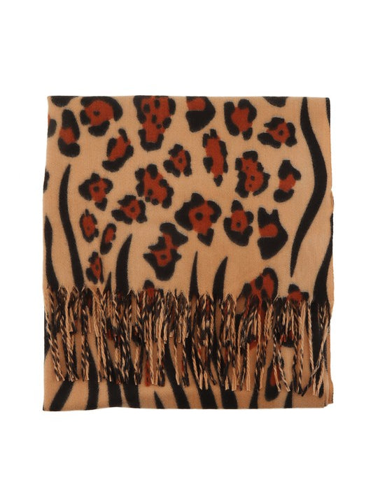 Women's Fringe Leopard Print Scarf