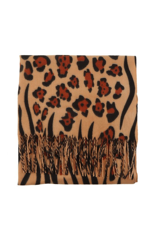 Women's Fringe Leopard Print Scarf