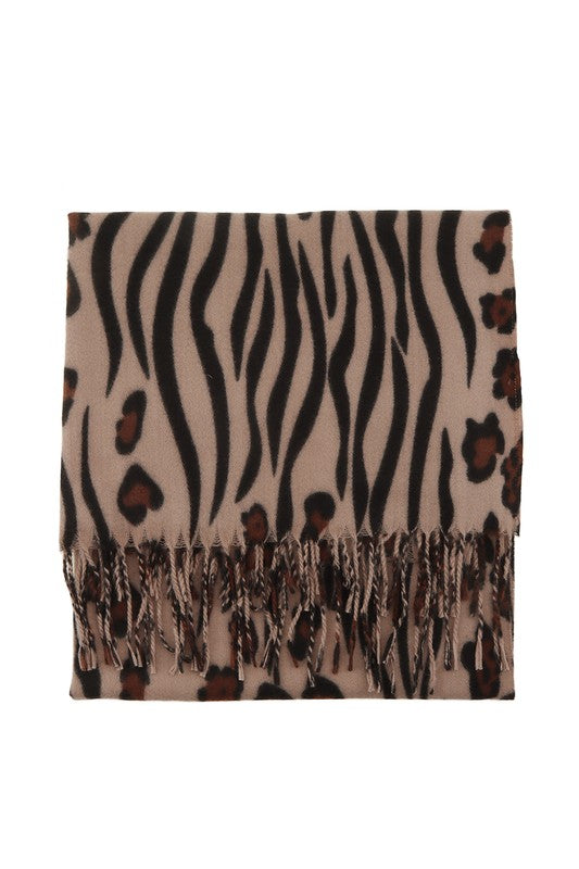 Women's Fringe Leopard Print Scarf