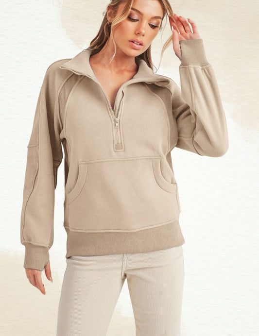 Long Dove Funnel Neck Half Long Zip