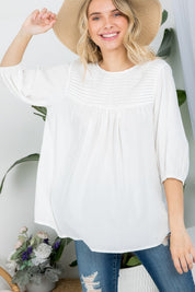 Women's Casual Solid Pintuck Tunic Blouses