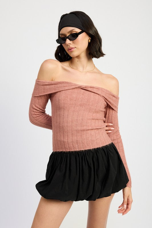 Women's Off Shoulder Knit Sweater Top