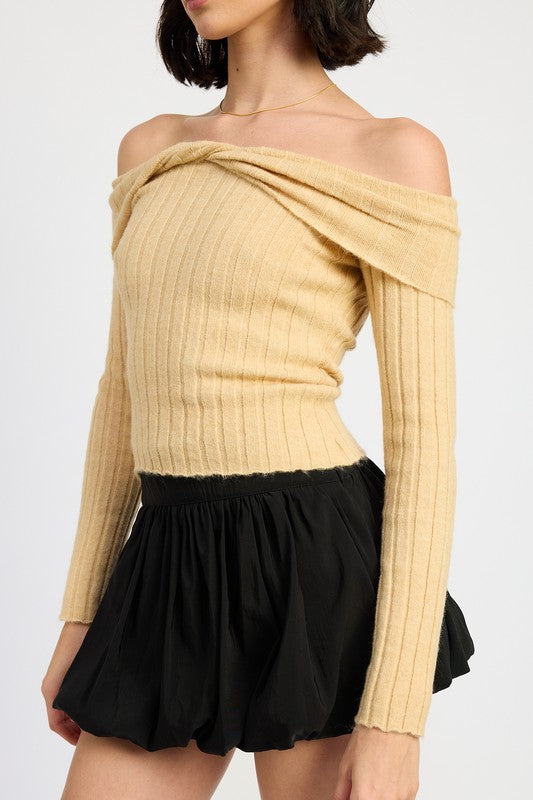 Women's Off Shoulder Knit Sweater Top