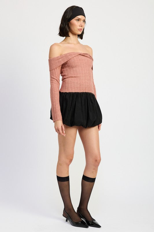 Women's Off Shoulder Knit Sweater Top