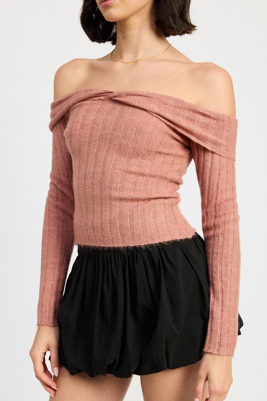 Women's Off Shoulder Knit Sweater Top