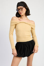 Women's Off Shoulder Knit Sweater Top