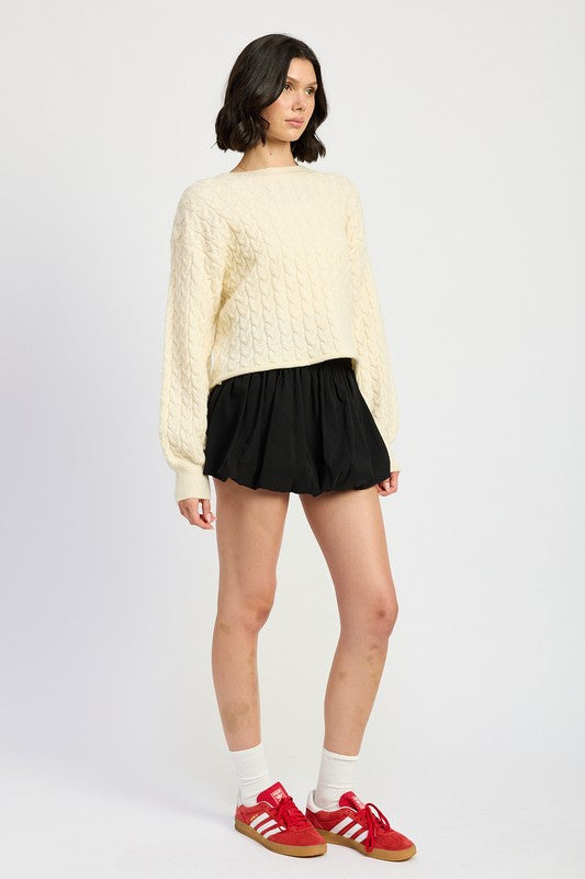 Women's Cropped Cable Knit Sweater