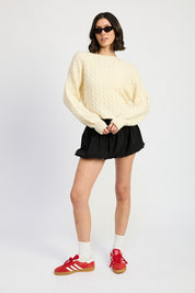 Women's Cropped Cable Knit Sweater