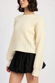 Women's Cropped Cable Knit Sweater