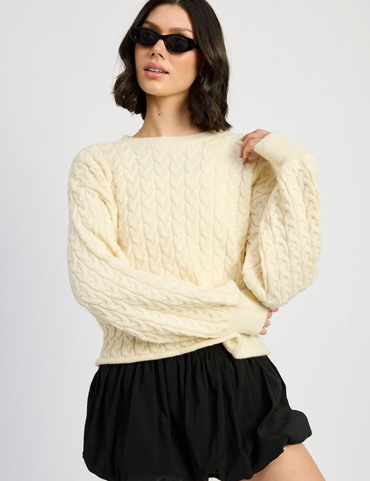 Women's Cropped Cable Knit Sweater