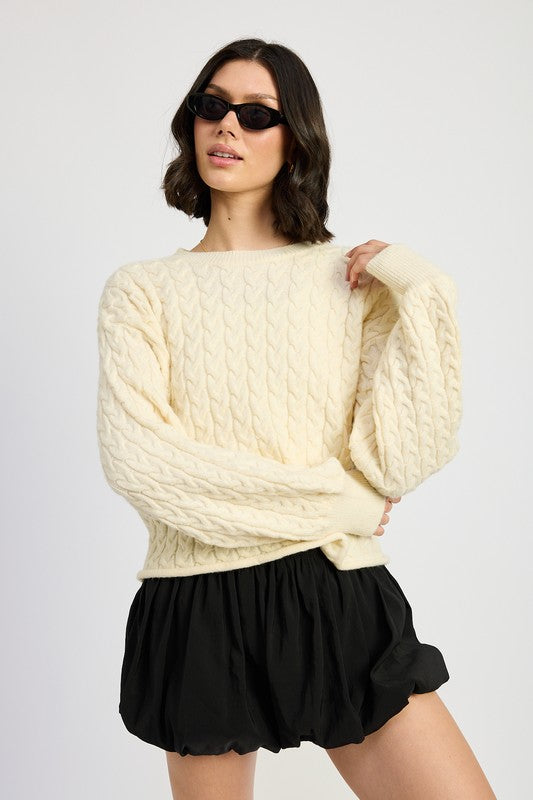 Women's Cropped Cable Knit Sweater