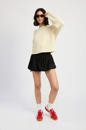 Women's Cropped Cable Knit Sweater