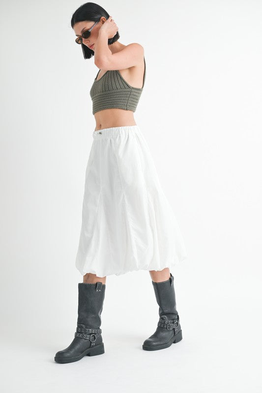 Women's Parachute Bubble Midi Skirt