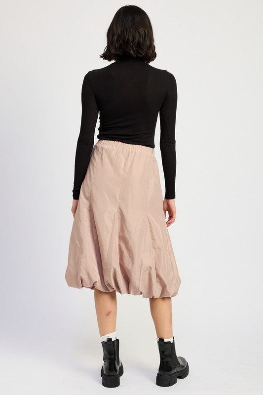 Women's Parachute Bubble Midi Skirt