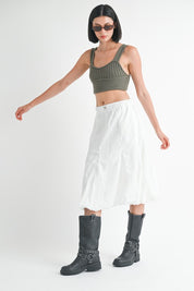 Women's Parachute Bubble Midi Skirt