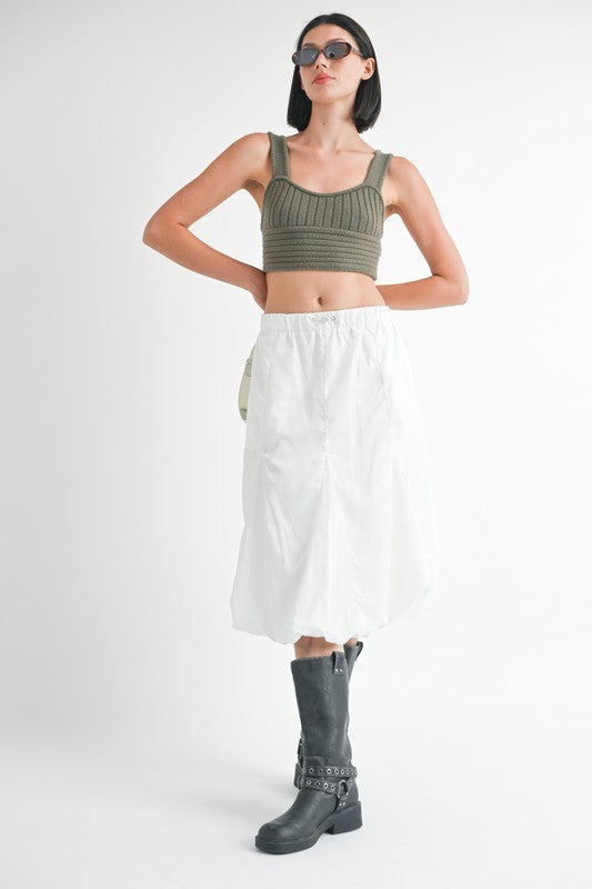 Women's Parachute Bubble Midi Skirt