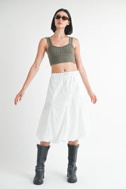 Women's Parachute Bubble Midi Skirt