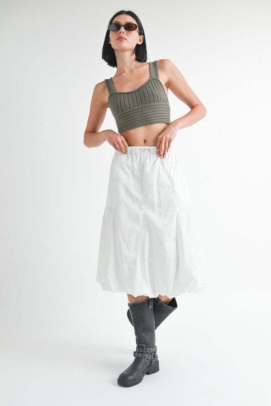 Women's Parachute Bubble Midi Skirt